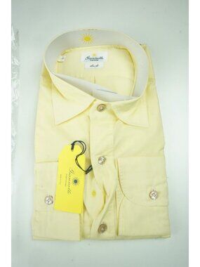 Giannetto Portobello Pale Yellow Cotton Button Up Shirt L NEW